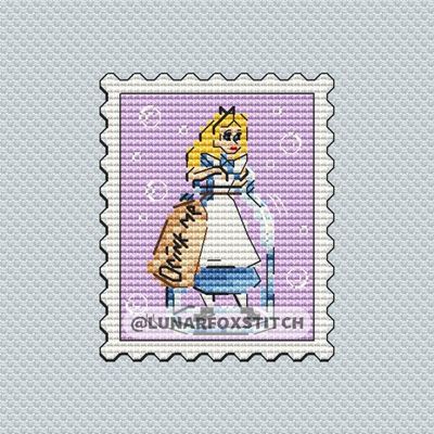 Alice mini postage stamp cross stitch pattern