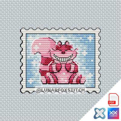 Pink cat mini postage stamp cross stitch pattern