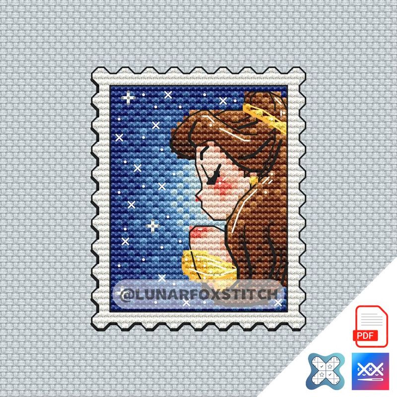 Princess in yellow dress mini postage stamp cross stitch pattern