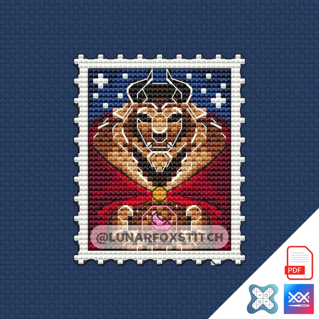 Beast mini postage stamp cross stitch pattern