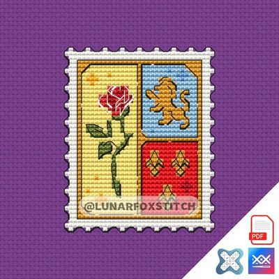 Beast shield mini postage stamp cross stitch pattern