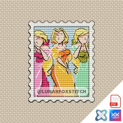 Girls mini postage stamp cross stitch pattern