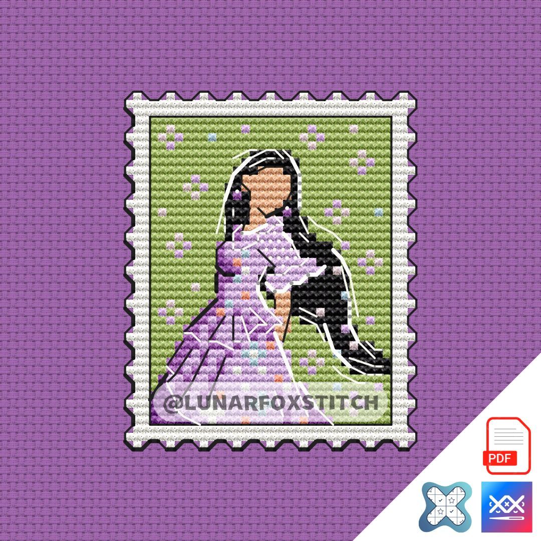Flower girl mini postage stamp cross stitch pattern