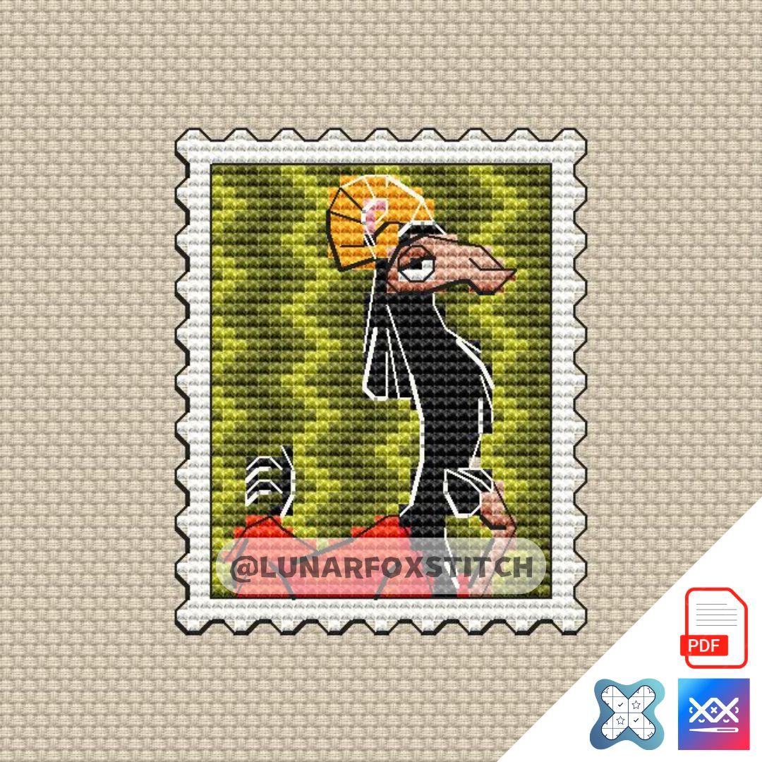 Emperor llama mini postage stamp cross stitch pattern