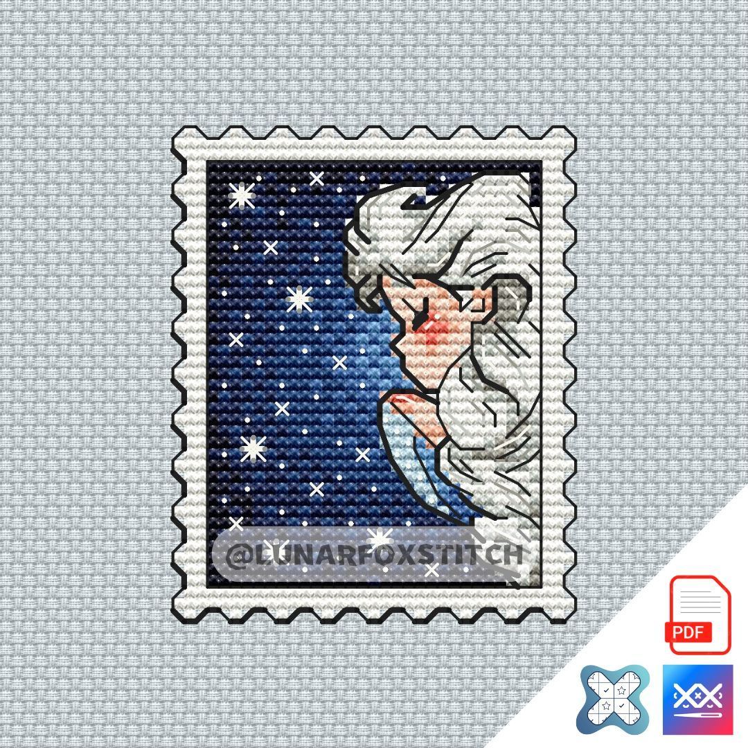 Ice princess mini postage stamp cross stitch pattern