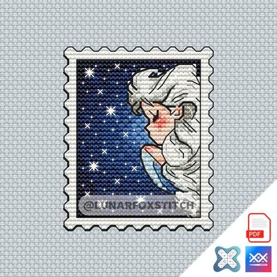 Ice princess mini postage stamp cross stitch pattern