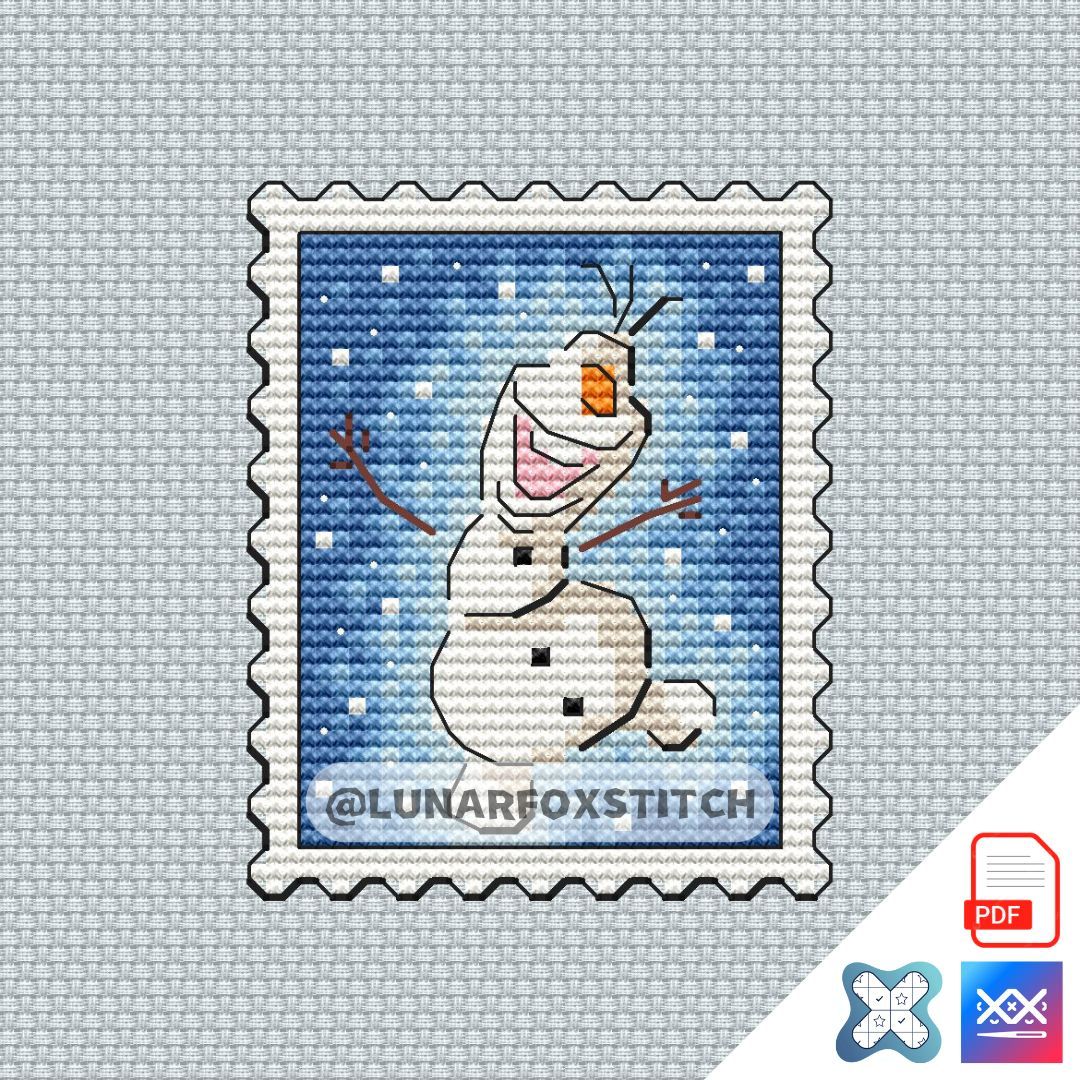 Snowman mini postage stamp cross stitch pattern