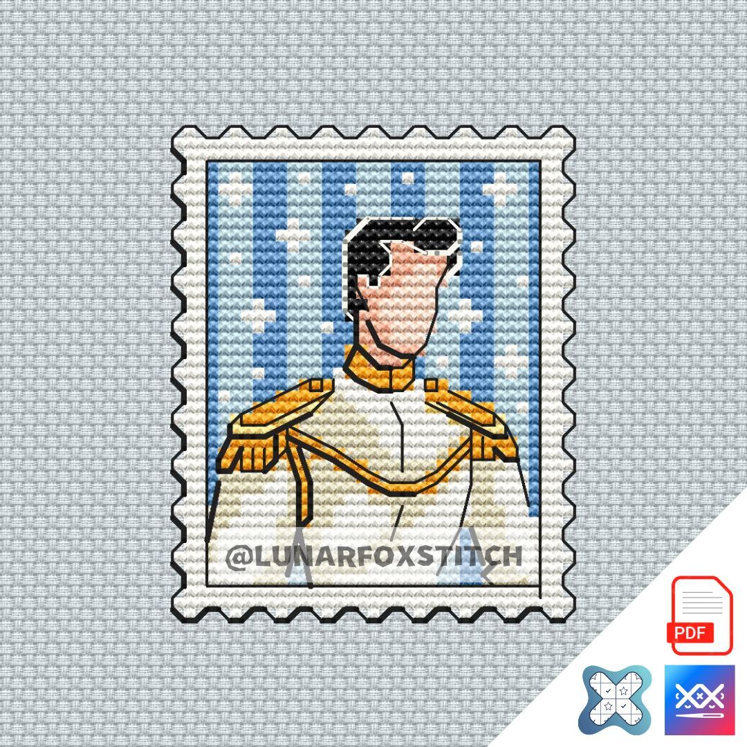 Prince mini postage stamp cross stitch pattern