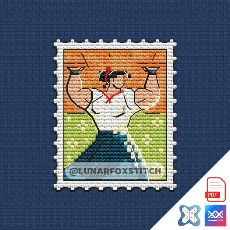 Strong girl mini postage stamp cross stitch pattern