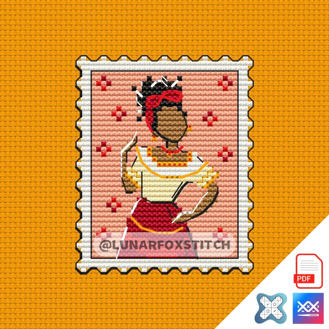 Cute girl mini postage stamp cross stitch pattern