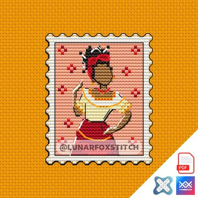 Cute girl mini postage stamp cross stitch pattern