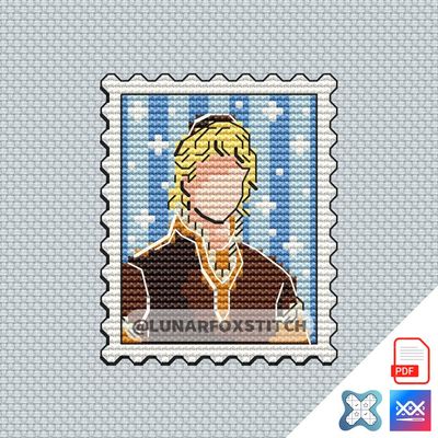 Ice prince mini postage stamp cross stitch pattern