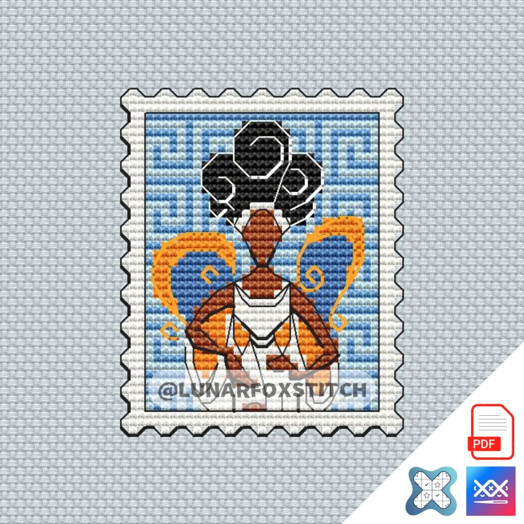 Muses mini postage stamp cross stitch pattern
