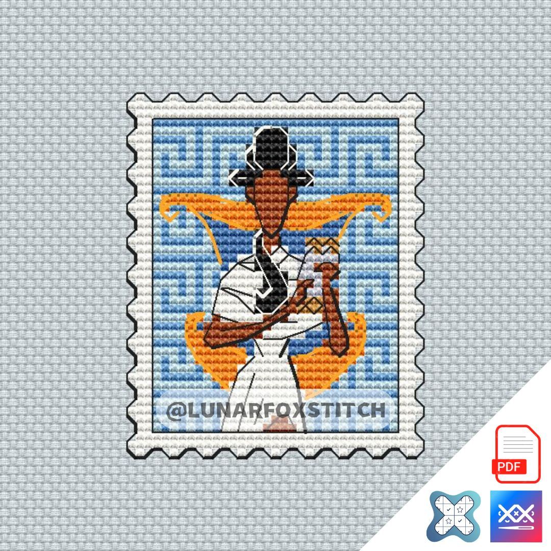 Muses 5 mini postage stamp cross stitch pattern