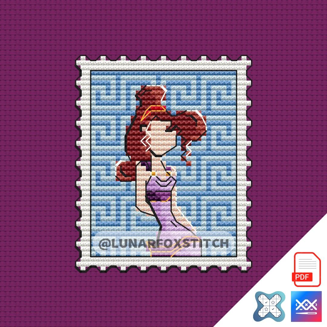 Megara mini postage stamp cross stitch pattern