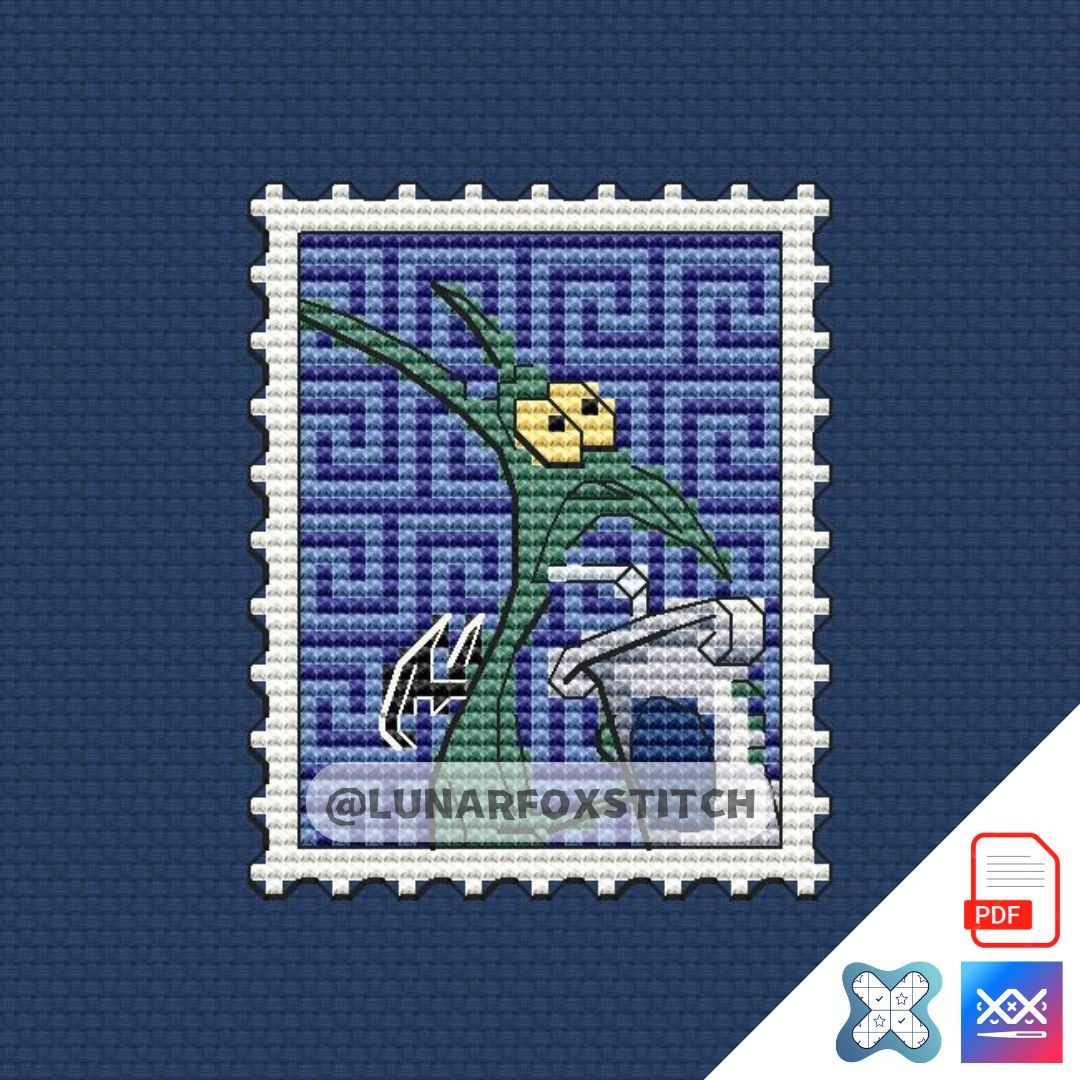 Panic mini postage stamp cross stitch pattern