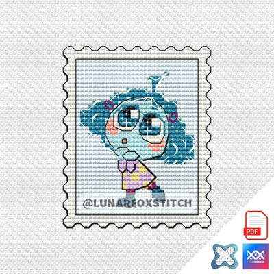 Envy chibi girl mini postage stamp cross stitch pattern
