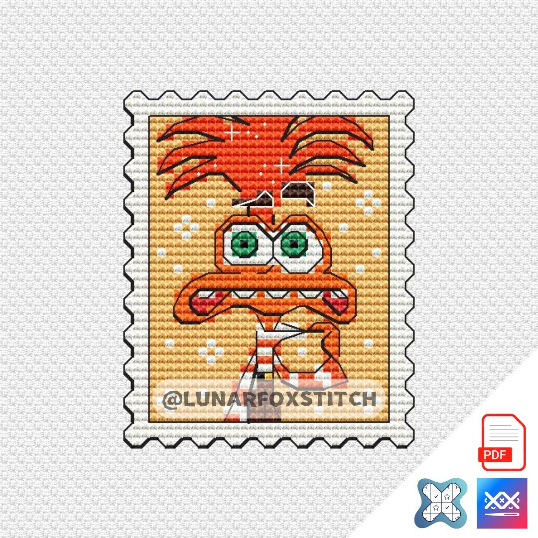 Anxiety chibi girl mini postage stamp cross stitch pattern
