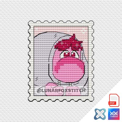 Embarrass chibi boy mini postage stamp cross stitch pattern