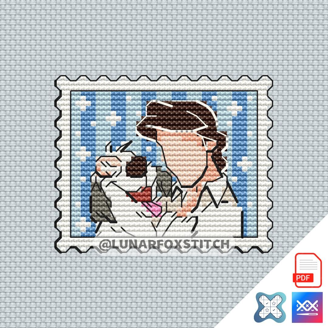 Mermaid prince mini postage stamp cross stitch pattern