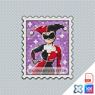 Villain girl mini postage stamp cross stitch pattern