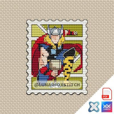 Hero mini postage stamp cross stitch pattern