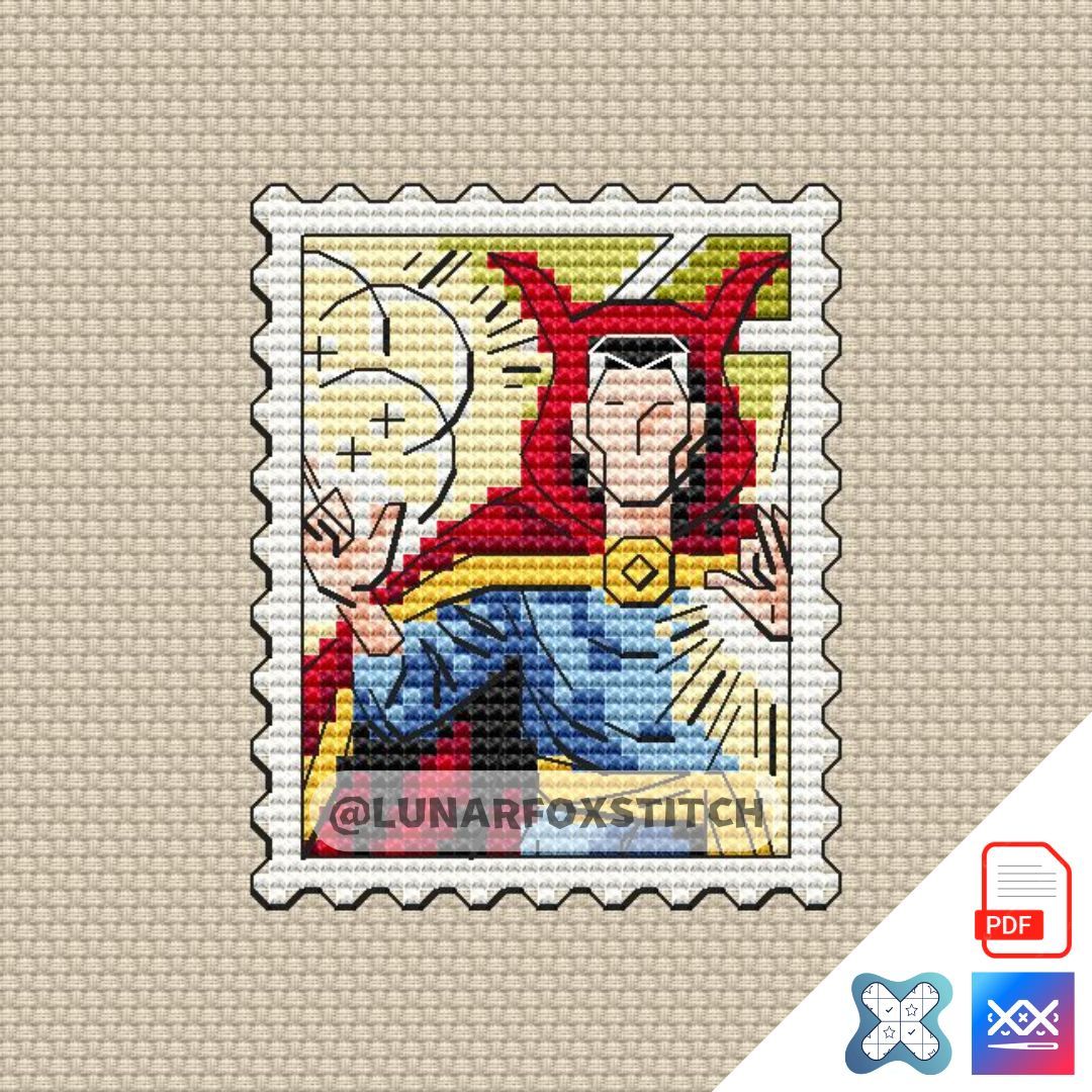 Hero mini postage stamp cross stitch pattern