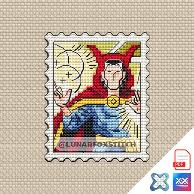 Hero mini postage stamp cross stitch pattern