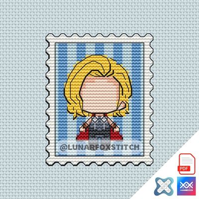 Hero mini postage stamp cross stitch pattern