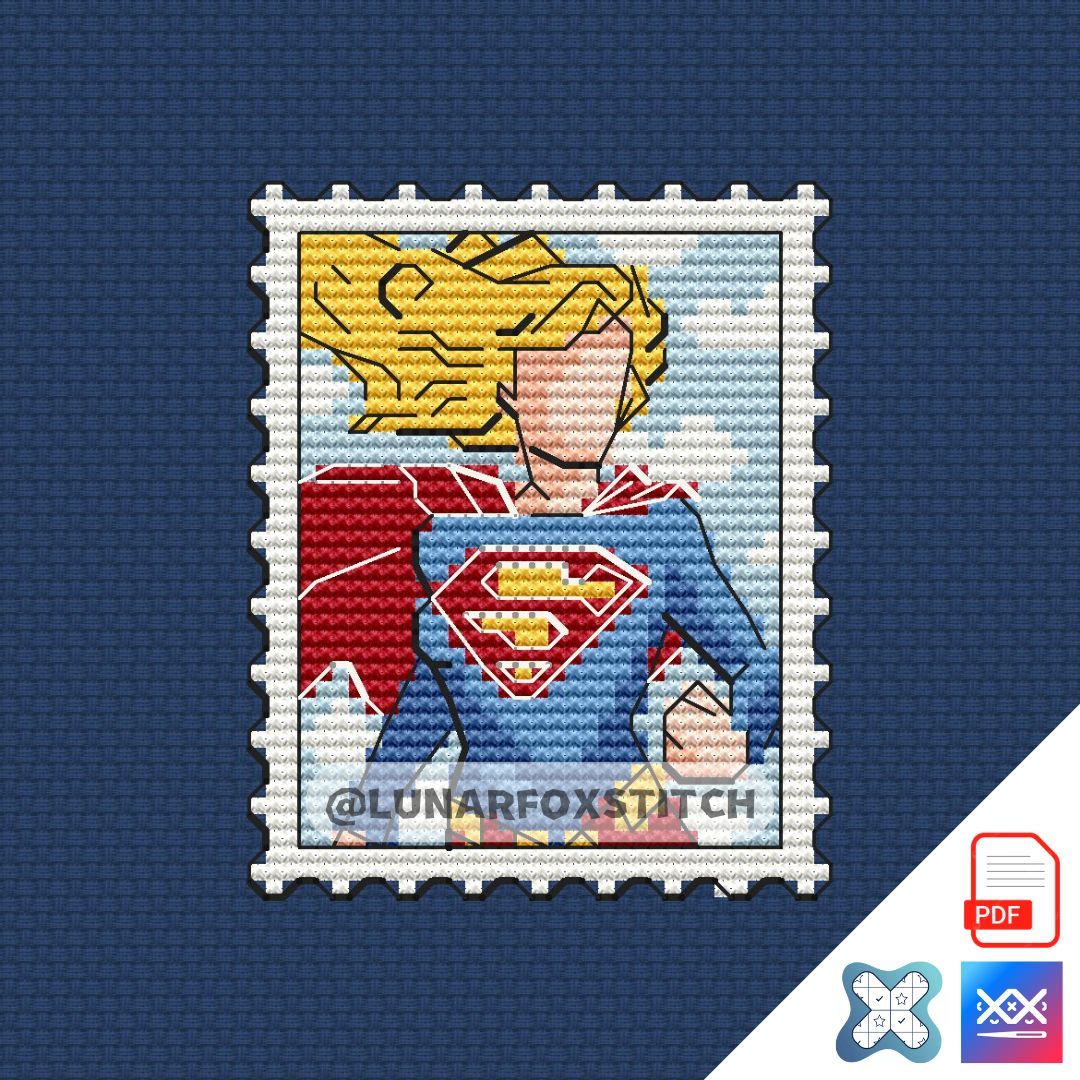 Hero mini postage stamp cross stitch pattern