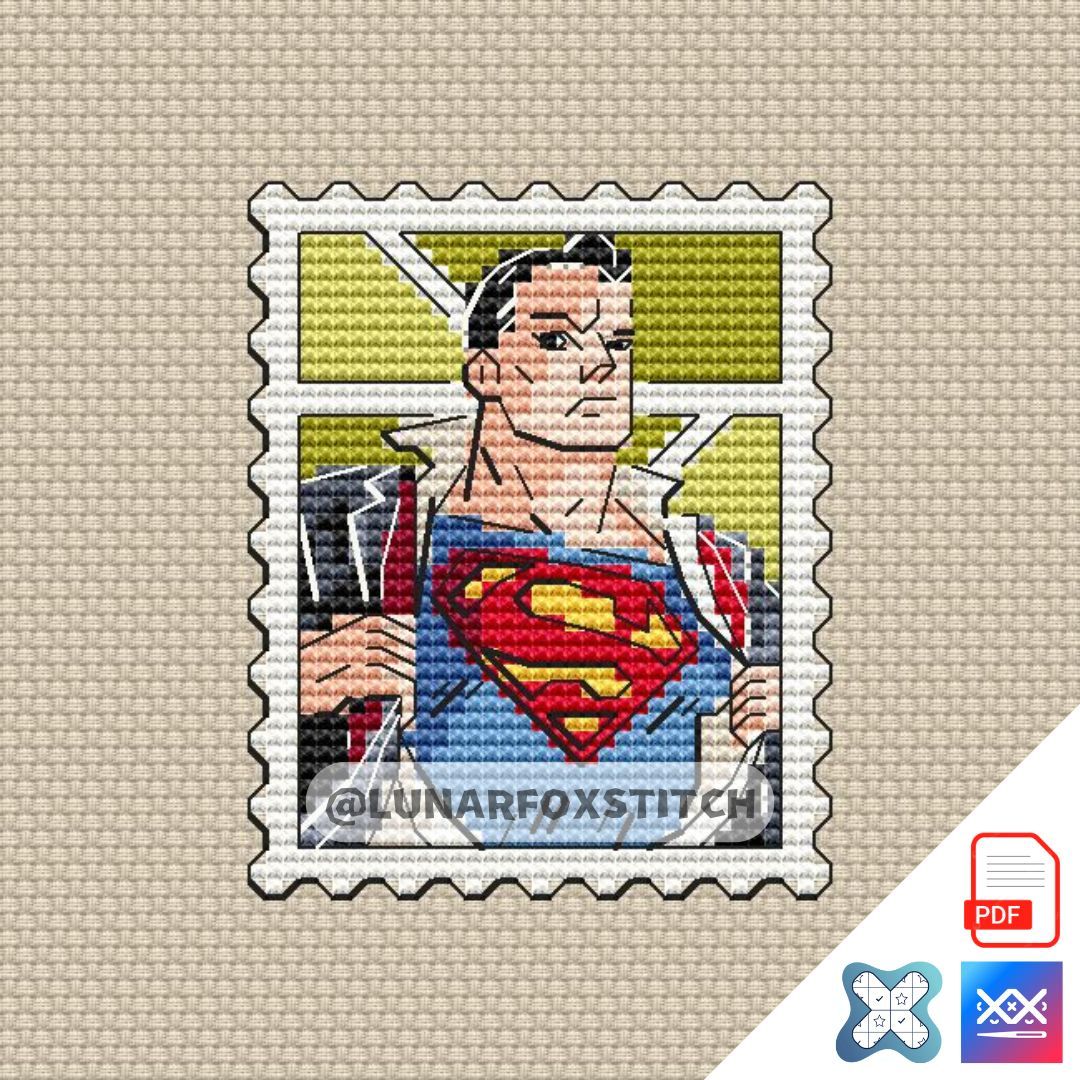Hero mini postage stamp cross stitch pattern