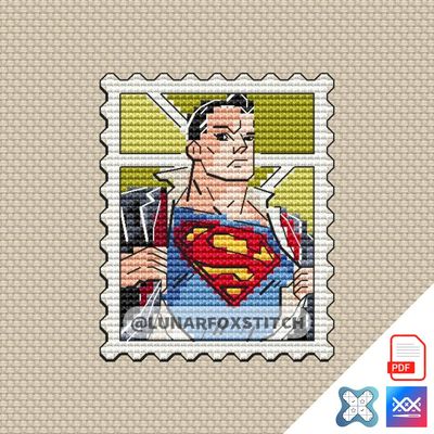 Hero mini postage stamp cross stitch pattern