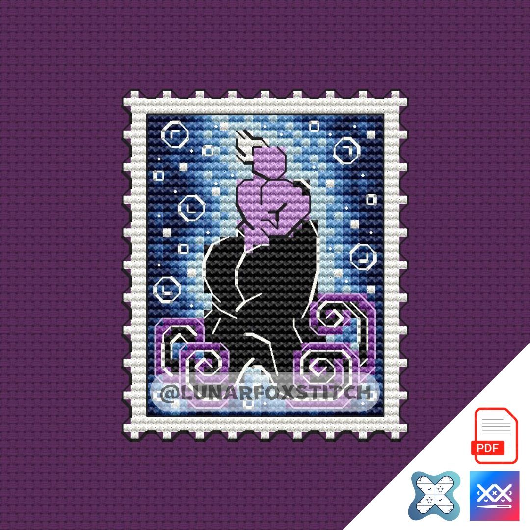 Villain octopus mini postage stamp cross stitch pattern