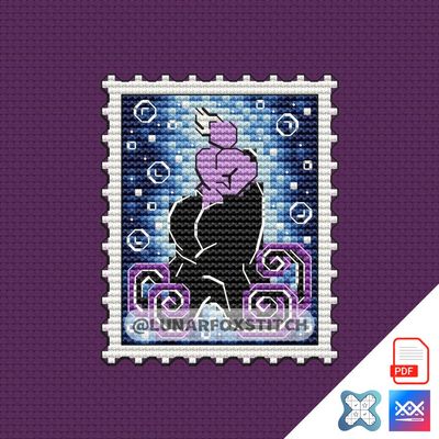 Villain octopus mini postage stamp cross stitch pattern