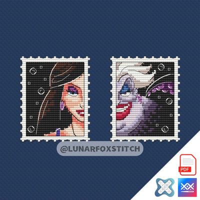 Villain witch mini postage stamp cross stitch pattern