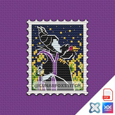 Villain dragon mini postage stamp cross stitch pattern
