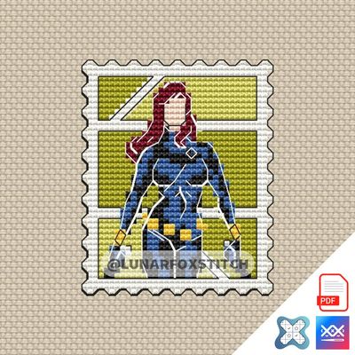 Hero mini postage stamp cross stitch pattern
