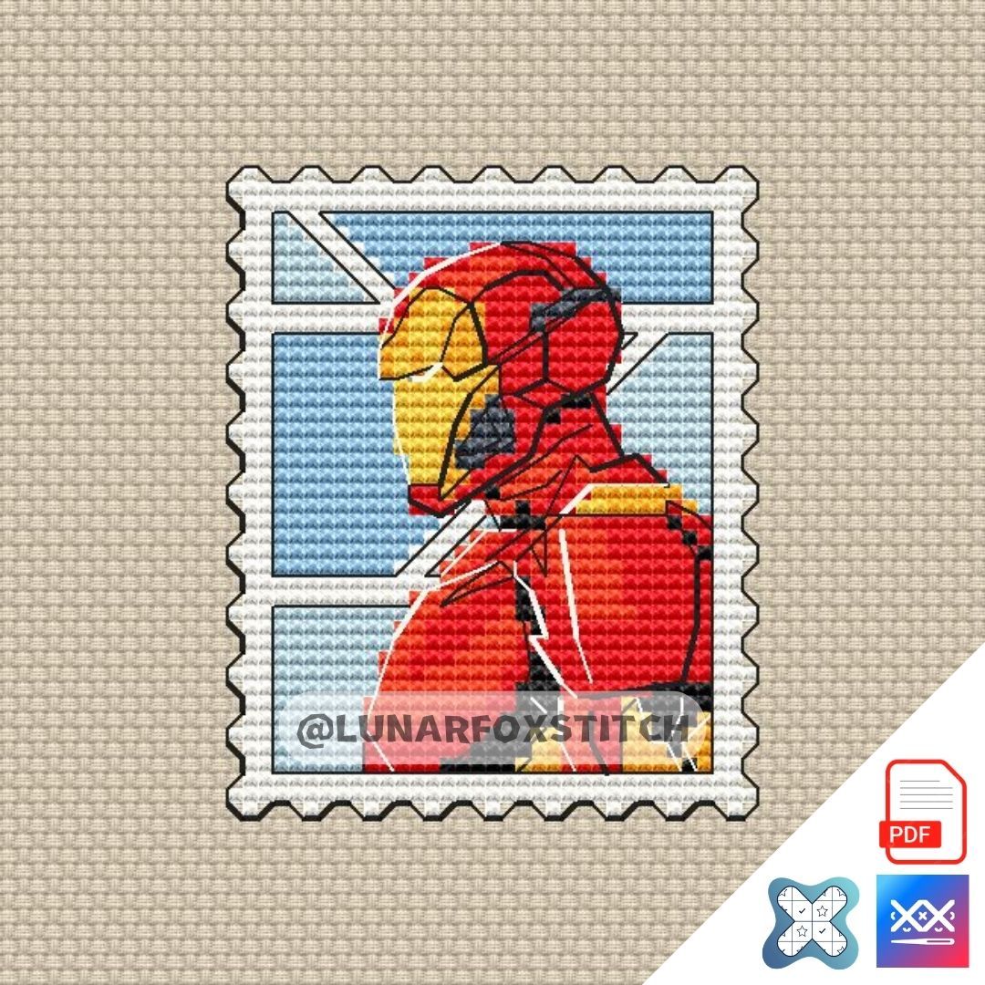 Hero mini postage stamp cross stitch pattern