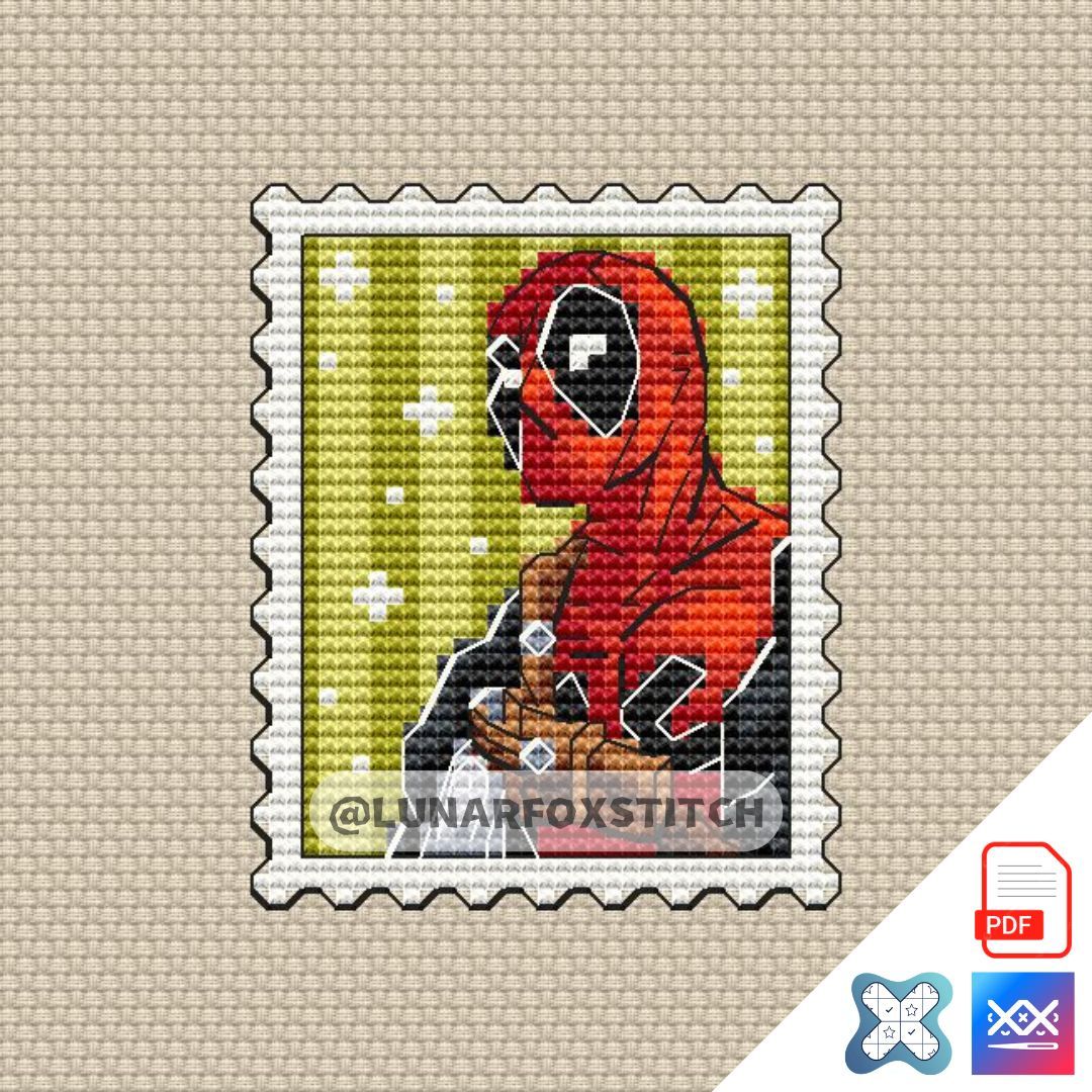 Hero mini postage stamp cross stitch pattern