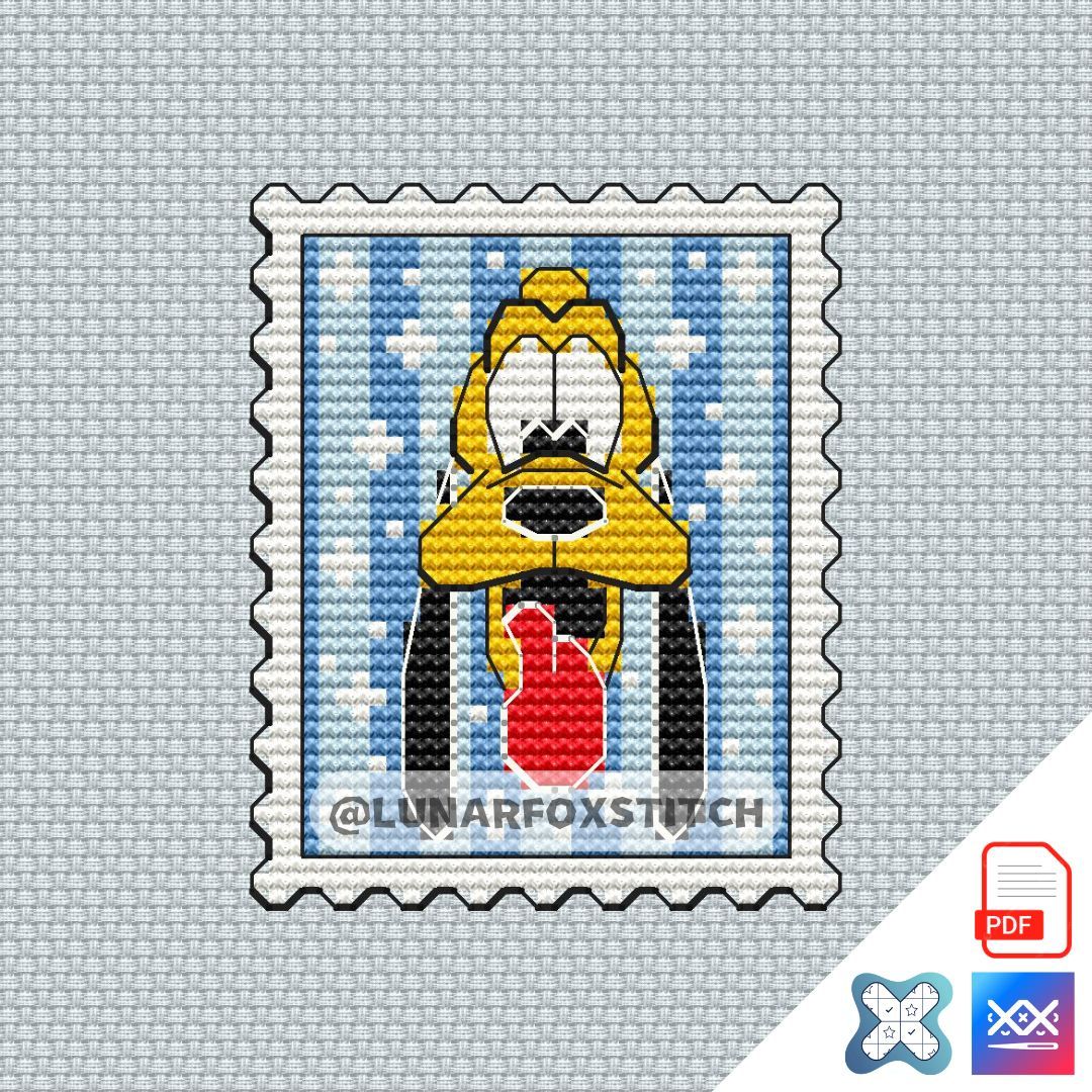Dog mini postage stamp cross stitch pattern