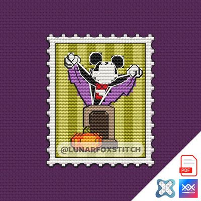Halloween boy mouse mini postage stamp cross stitch pattern