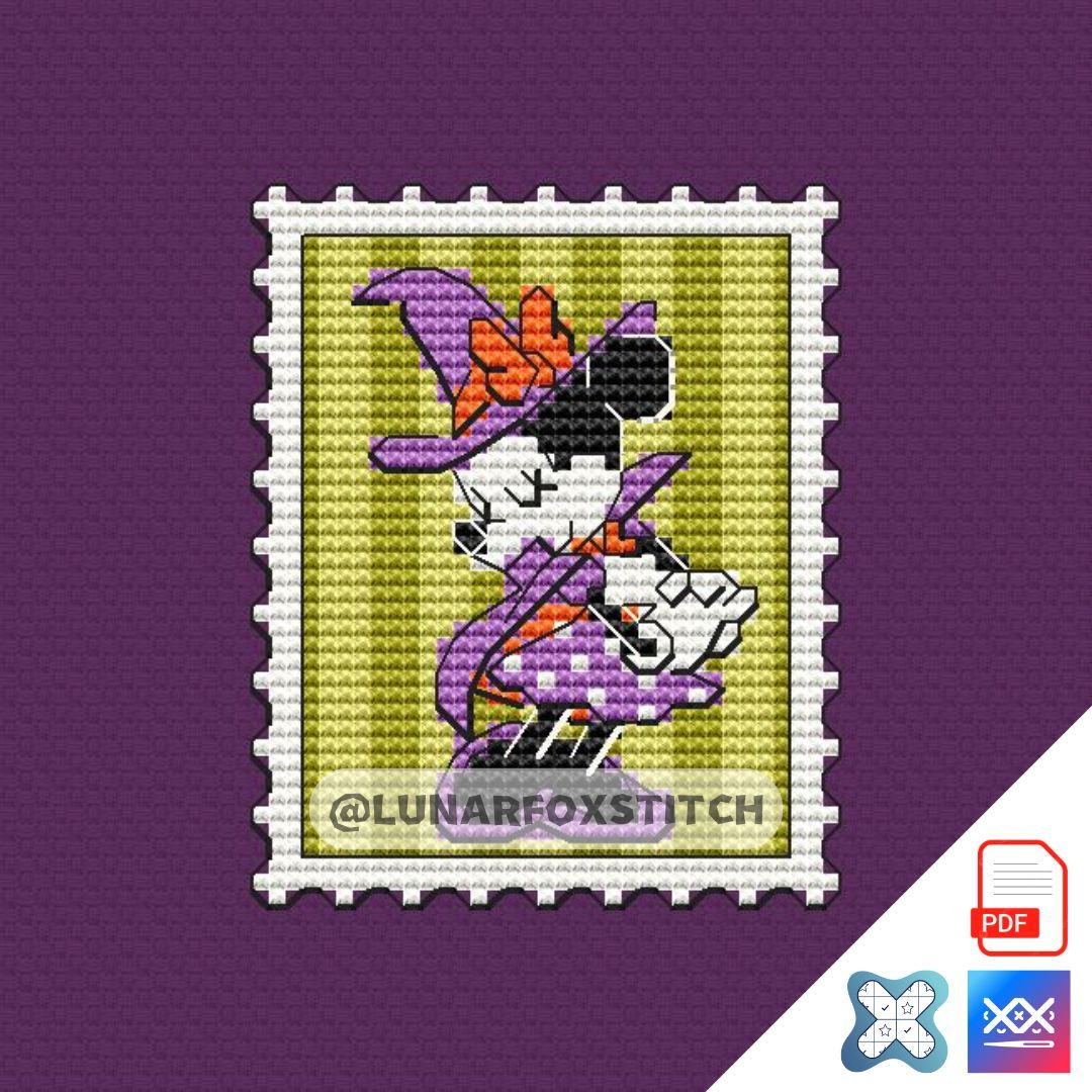 Halloween girl mouse mini postage stamp cross stitch pattern