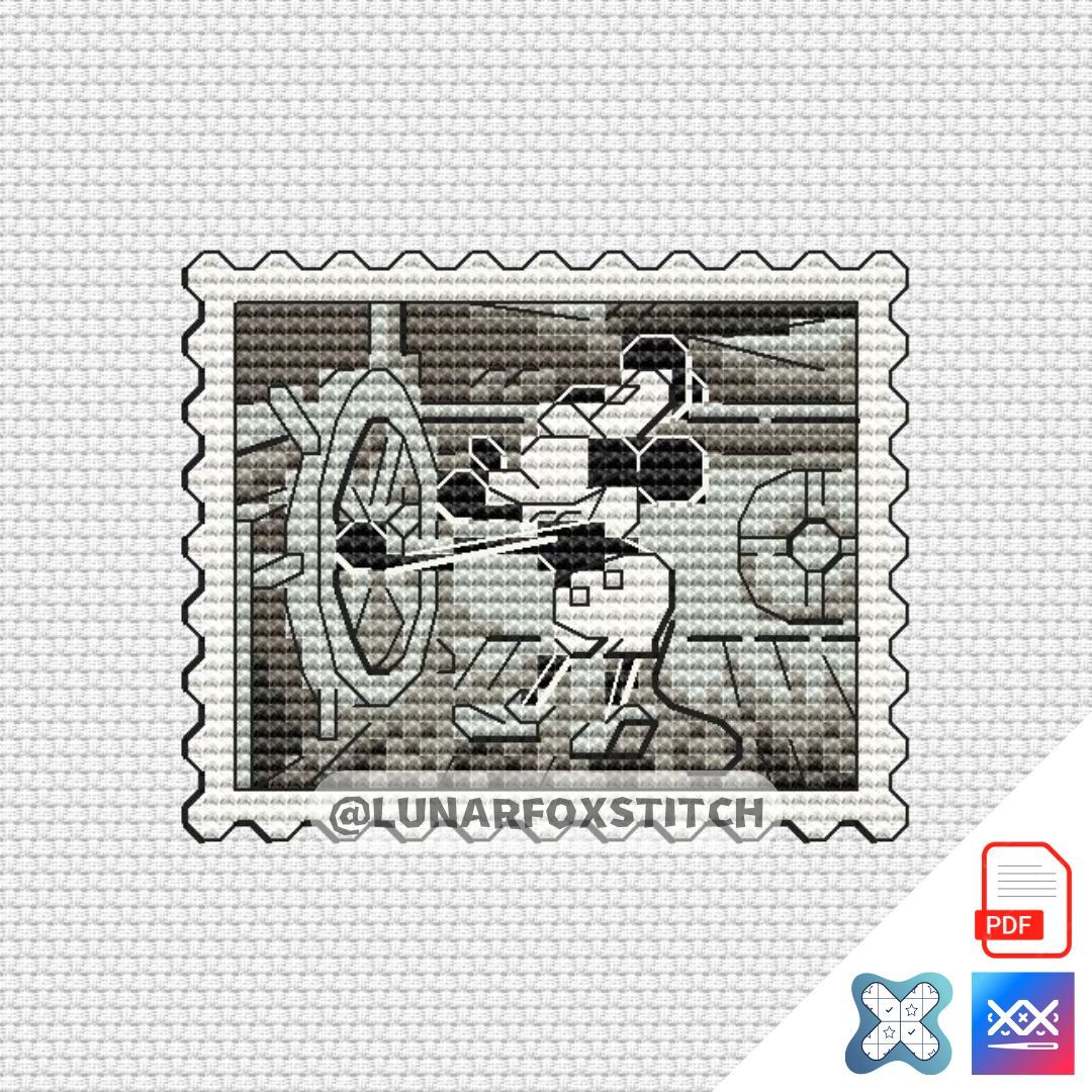 Mouse mini postage stamp cross stitch pattern