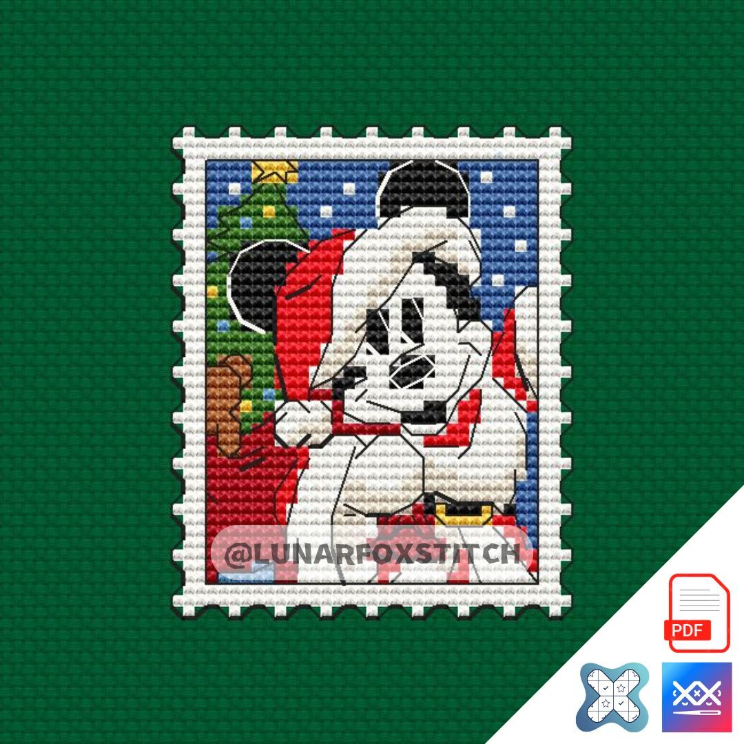 Chrismtas mouse mini postage stamp cross stitch pattern