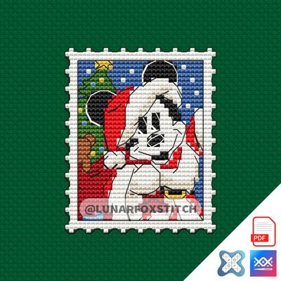 Chrismtas mouse mini postage stamp cross stitch pattern