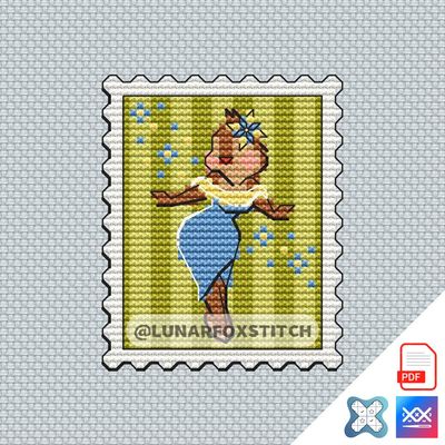 Chipmunk girl mini postage stamp cross stitch pattern