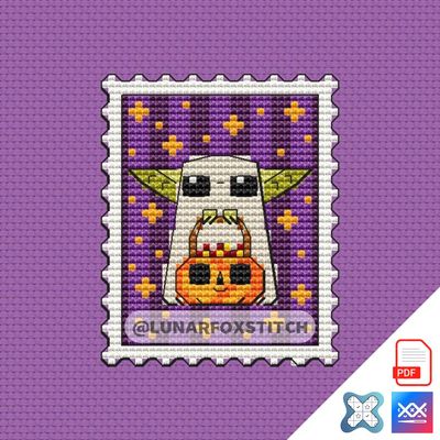 Halloween chibi baby mini postage stamp cross stitch pattern