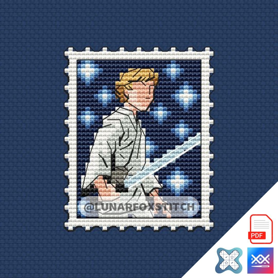 Star boy mini postage stamp cross stitch pattern