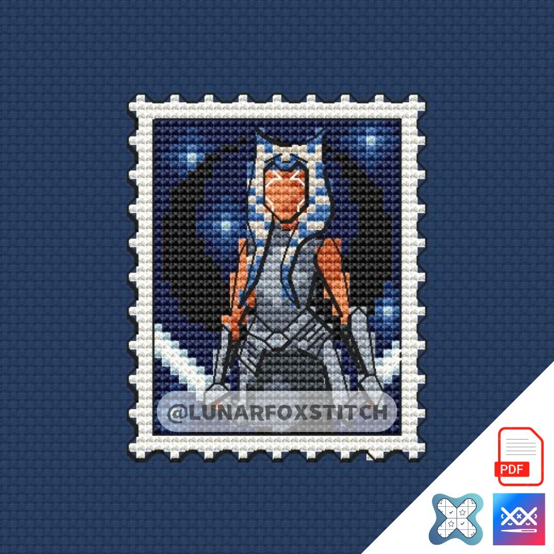 Space girl chibi mini postage stamp cross stitch pattern