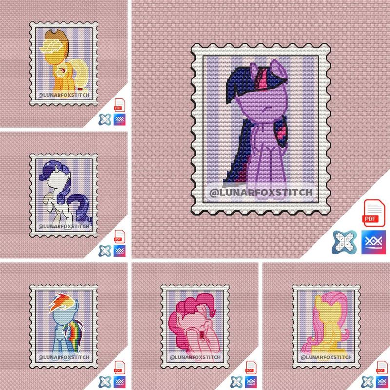 Pony - set of 6 mini postage stamp cross stitch pattern